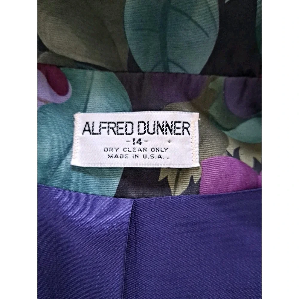 Alfred Dunner‎ Blazer 14 Purple Floral USA Made One Button Lined Pockets Career